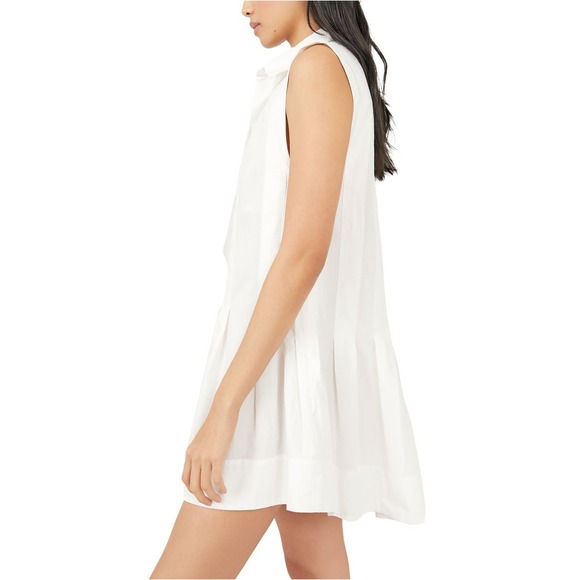 Free People Naomi Sleeveless Pintuck Mini Dress Ivory White Cotton Sz Small NEW - Picture 4 of 15
